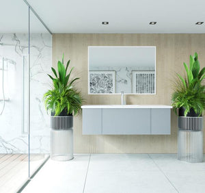Laviva Vitri 54" Fossil Grey Bathroom Vanity with VIVA Stone Matte White Solid Surface Countertop 313VTR-54FG-MW - MyBBQDirect