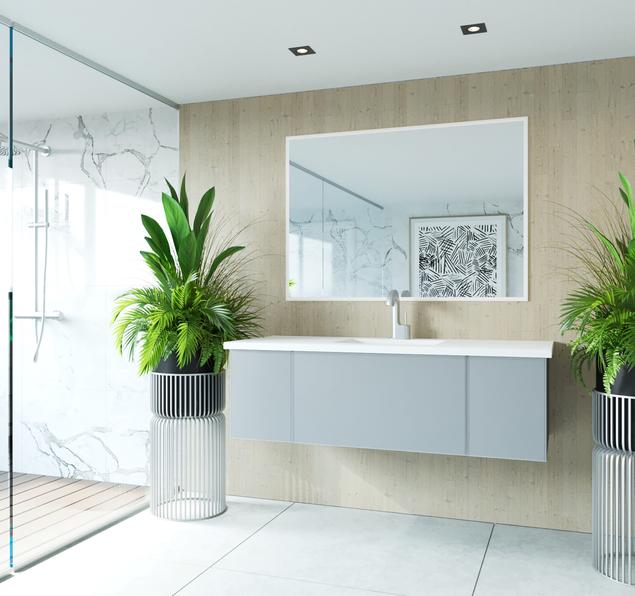 Laviva Vitri 54" Fossil Grey Bathroom Vanity with VIVA Stone Matte White Solid Surface Countertop 313VTR-54FG-MW - MyBBQDirect