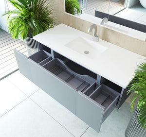 Laviva Vitri 54" Fossil Grey Bathroom Vanity with VIVA Stone Matte White Solid Surface Countertop 313VTR-54FG-MW - MyBBQDirect