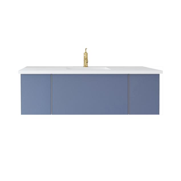 Laviva Vitri 54" Nautical Blue Bathroom Vanity with VIVA Stone Matte White Solid Surface Countertop 313VTR-54NB-MW