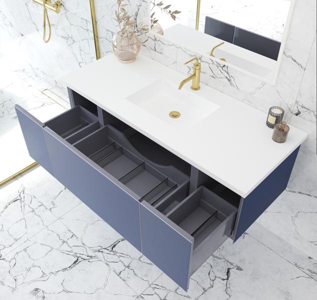 Laviva Vitri 54" Nautical Blue Bathroom Vanity with VIVA Stone Matte White Solid Surface Countertop 313VTR-54NB-MW