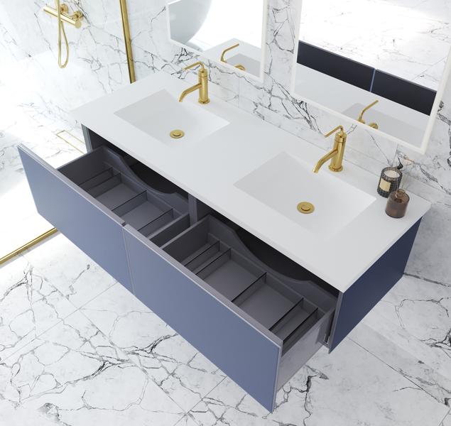 Laviva Vitri 60" Nautical Blue Double Sink Bathroom Vanity with VIVA Stone Matte White Solid Surface Countertop 313VTR-60DNB-MW