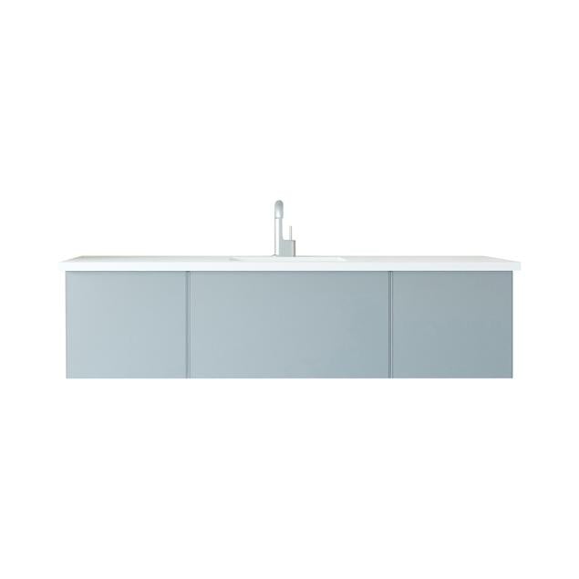 Laviva Vitri 66" Fossil Grey Single Sink Bathroom Vanity with VIVA Stone Matte White Solid Surface Countertop