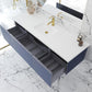 Laviva Vitri 66" Nautical Blue Single Sink Bathroom Vanity with VIVA Stone Matte White Solid Surface Countertop