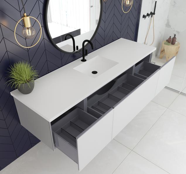 Laviva Vitri 72" Cloud White Single Sink Bathroom Vanity with VIVA Stone Matte White Solid Surface Countertop