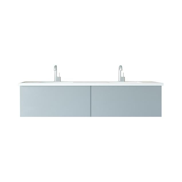 Laviva Vitri 72" Fossil Grey Double Sink Bathroom Vanity with VIVA Stone Matte White Solid Surface Countertop