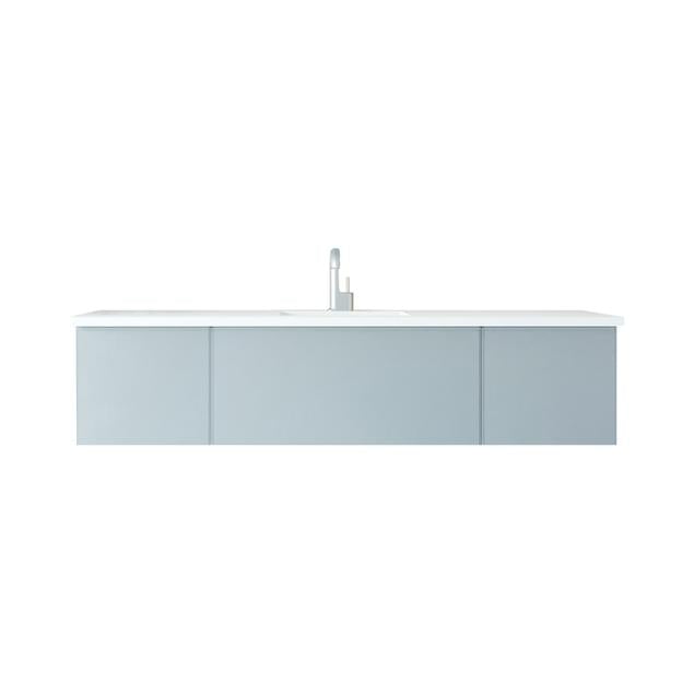 Laviva Vitri 72" Fossil Grey Single Sink Bathroom Vanity with VIVA Stone Matte White Solid Surface Countertop