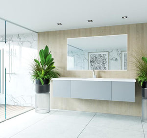 Laviva Vitri 72" Fossil Grey Single Sink Bathroom Vanity with VIVA Stone Matte White Solid Surface Countertop