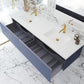 Laviva Vitri 72" Nautical Blue Double Sink Bathroom Vanity with VIVA Stone Matte White Solid Surface Countertop