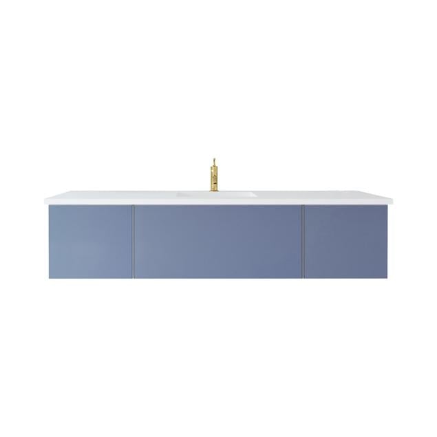 Laviva Vitri 72" Nautical Blue Single Sink Bathroom Vanity with VIVA Stone Matte White Solid Surface Countertop