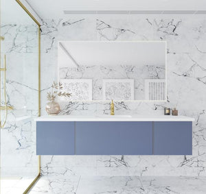 Laviva Vitri 72" Nautical Blue Single Sink Bathroom Vanity with VIVA Stone Matte White Solid Surface Countertop