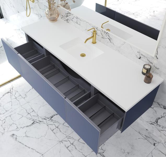 Laviva Vitri 72" Nautical Blue Single Sink Bathroom Vanity with VIVA Stone Matte White Solid Surface Countertop