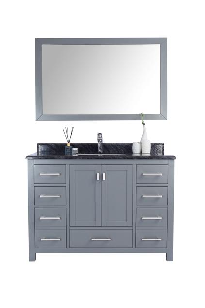 Laviva Wilson 48" Grey Bathroom Vanity with Black Wood Marble Countertop