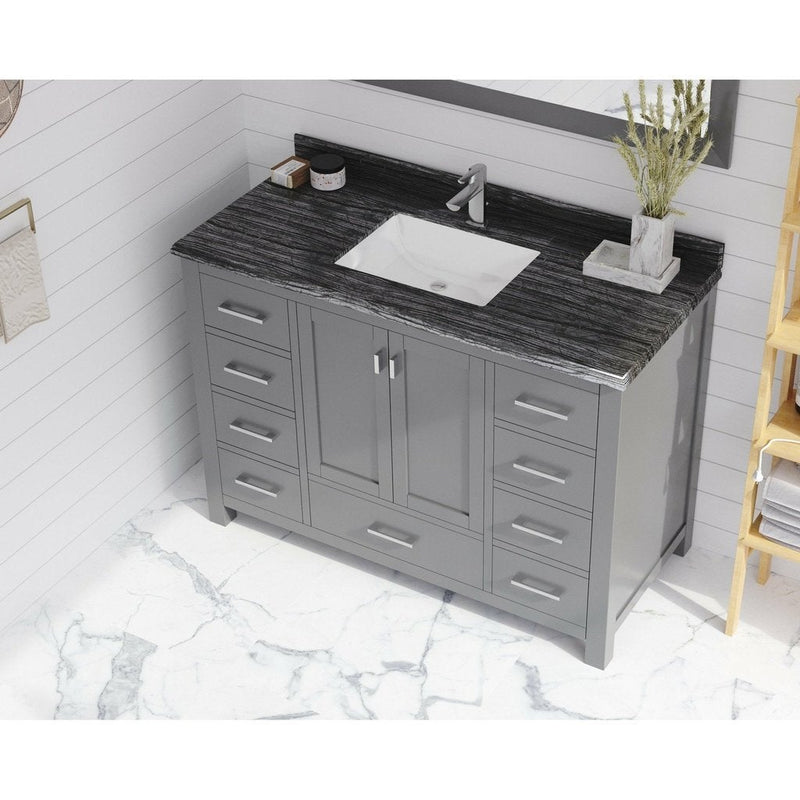 Laviva Wilson 48" Grey Bathroom Vanity with Black Wood Marble Countertop