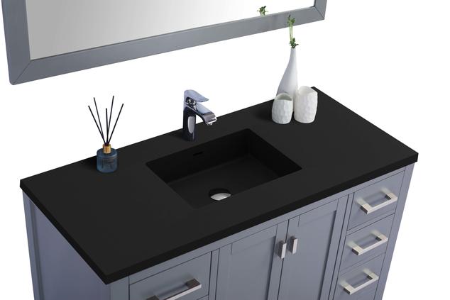 Laviva Wilson 48" Grey Bathroom Vanity with Matte Black VIVA Stone Solid Surface Countertop