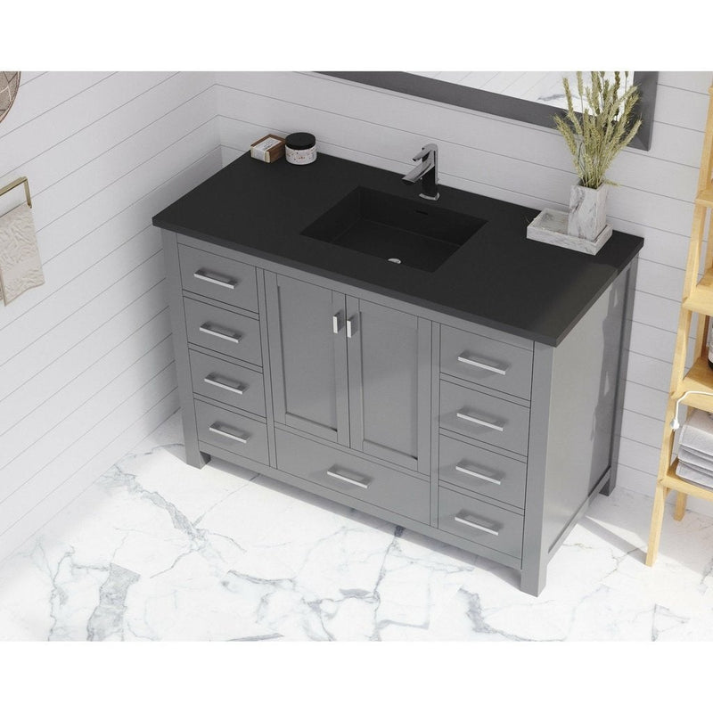 Laviva Wilson 48" Grey Bathroom Vanity with Matte Black VIVA Stone Solid Surface Countertop