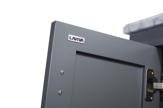 Laviva Wilson 48" Grey Bathroom Vanity with Matte White VIVA Stone Solid Surface Countertop