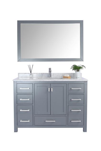 Laviva Wilson 48" Grey Bathroom Vanity with White Carrara Marble Countertop - MyBBQDirect