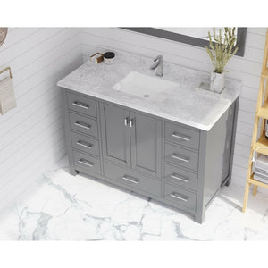Laviva Wilson 48" Grey Bathroom Vanity with White Carrara Marble Countertop - MyBBQDirect