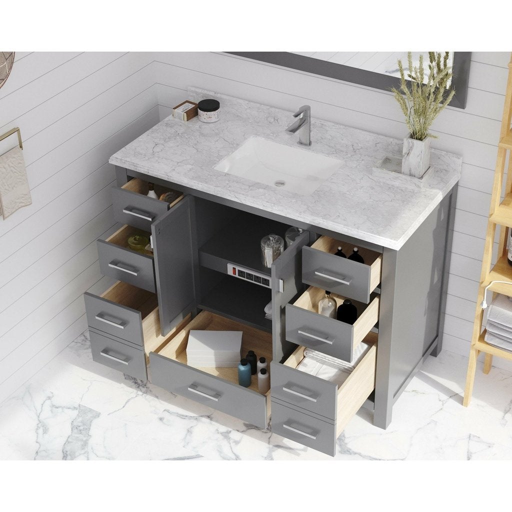 Laviva Wilson 48" Grey Bathroom Vanity with White Carrara Marble Countertop - MyBBQDirect