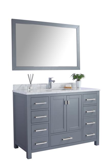 Laviva Wilson 48" Grey Bathroom Vanity with White Carrara Marble Countertop - MyBBQDirect