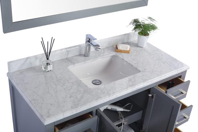 Laviva Wilson 48" Grey Bathroom Vanity with White Carrara Marble Countertop - MyBBQDirect