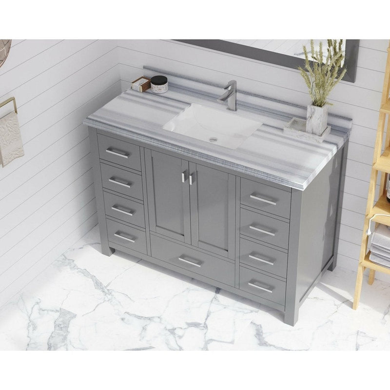 Laviva Wilson 48" Grey Bathroom Vanity with White Stripes Marble Countertop