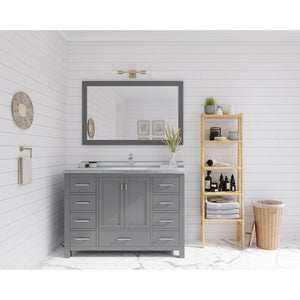 Laviva Wilson 48" Grey Bathroom Vanity with White Stripes Marble Countertop