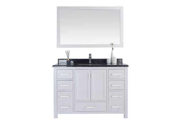 Laviva Wilson 48" White Bathroom Vanity with Black Wood Marble Countertop