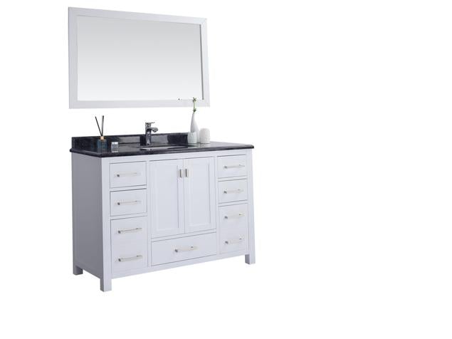 Laviva Wilson 48" White Bathroom Vanity with Black Wood Marble Countertop