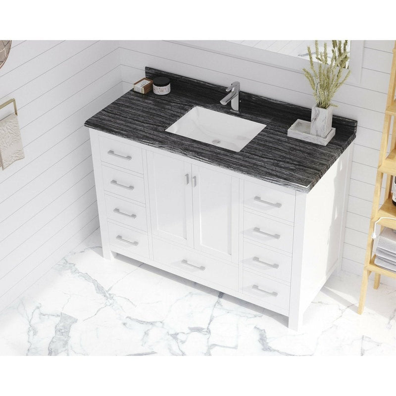 Laviva Wilson 48" White Bathroom Vanity with Black Wood Marble Countertop