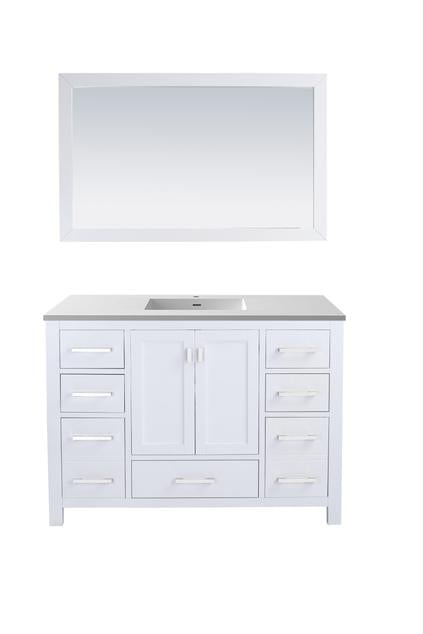 Laviva Wilson 48" White Bathroom Vanity with Matte White VIVA Stone Solid Surface Countertop