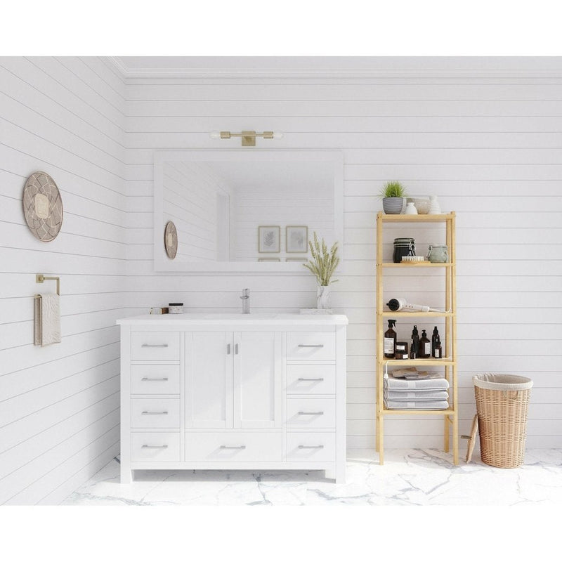 Laviva Wilson 48" White Bathroom Vanity with Matte White VIVA Stone Solid Surface Countertop