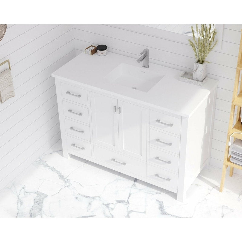 Laviva Wilson 48" White Bathroom Vanity with Matte White VIVA Stone Solid Surface Countertop