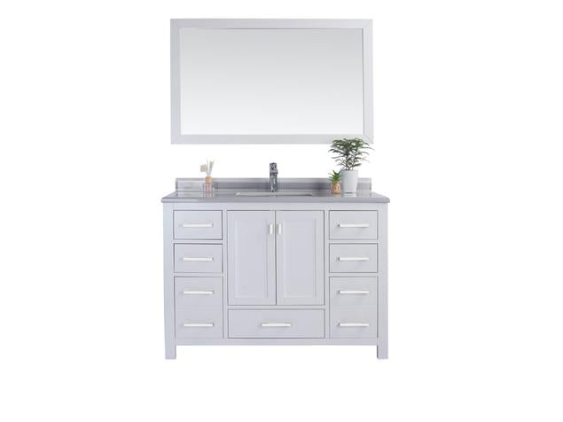Laviva Wilson 48" White Bathroom Vanity with White Stripes Marble Countertop - MyBBQDirect