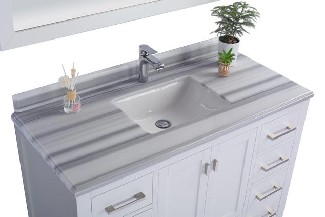 Laviva Wilson 48" White Bathroom Vanity with White Stripes Marble Countertop - MyBBQDirect