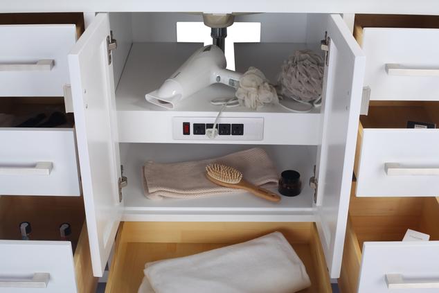 Laviva Wilson 48" White Bathroom Vanity with White Stripes Marble Countertop - MyBBQDirect