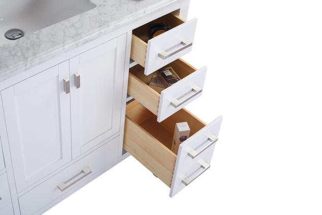 Laviva Wilson 48" White Bathroom Vanity with White Stripes Marble Countertop - MyBBQDirect