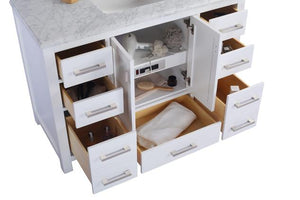 Laviva Wilson 48" White Bathroom Vanity with White Stripes Marble Countertop - MyBBQDirect