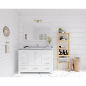 Laviva Wilson 48" White Bathroom Vanity with White Stripes Marble Countertop - MyBBQDirect