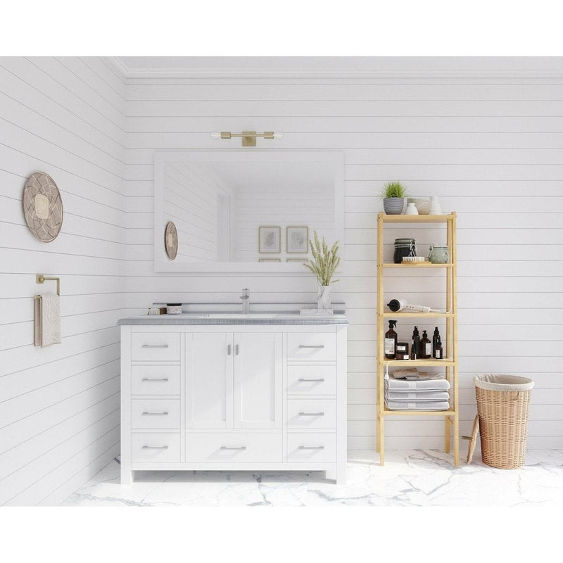 Laviva Wilson 48" White Bathroom Vanity with White Stripes Marble Countertop