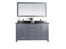 Laviva Wilson 60" Grey Double Sink Bathroom Vanity with Black Wood Marble Countertop