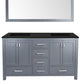 Laviva Wilson 60" Grey Double Sink Bathroom Vanity with Matte Black VIVA Stone Solid Surface Countertop