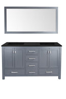 Laviva Wilson 60" Grey Double Sink Bathroom Vanity with Matte Black VIVA Stone Solid Surface Countertop