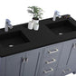 Laviva Wilson 60" Grey Double Sink Bathroom Vanity with Matte Black VIVA Stone Solid Surface Countertop