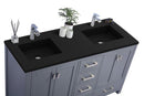 Laviva Wilson 60" Grey Double Sink Bathroom Vanity with Matte Black VIVA Stone Solid Surface Countertop