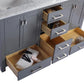 Laviva Wilson 60" Grey Double Sink Bathroom Vanity with Matte Black VIVA Stone Solid Surface Countertop
