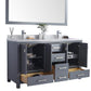 Laviva Wilson 60" Grey Double Sink Bathroom Vanity with Matte Black VIVA Stone Solid Surface Countertop