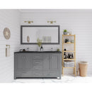 Laviva Wilson 60" Grey Double Sink Bathroom Vanity with Matte Black VIVA Stone Solid Surface Countertop