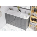 Laviva Wilson 60" Grey Double Sink Bathroom Vanity with Matte White VIVA Stone Solid Surface Countertop